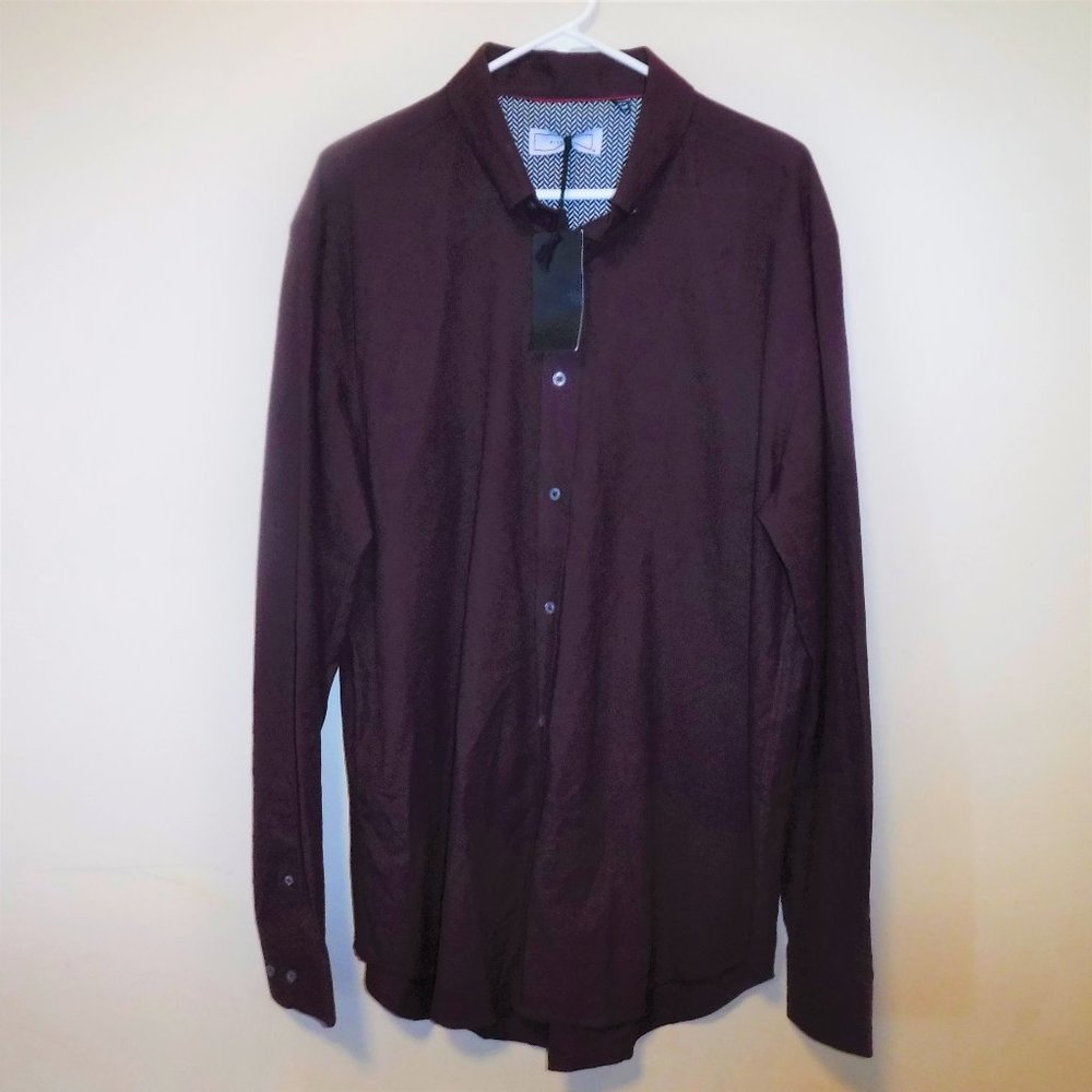 NWT Five Four Cutler Wine Color Long Sleeve Button Front Shirt Mens sz XL